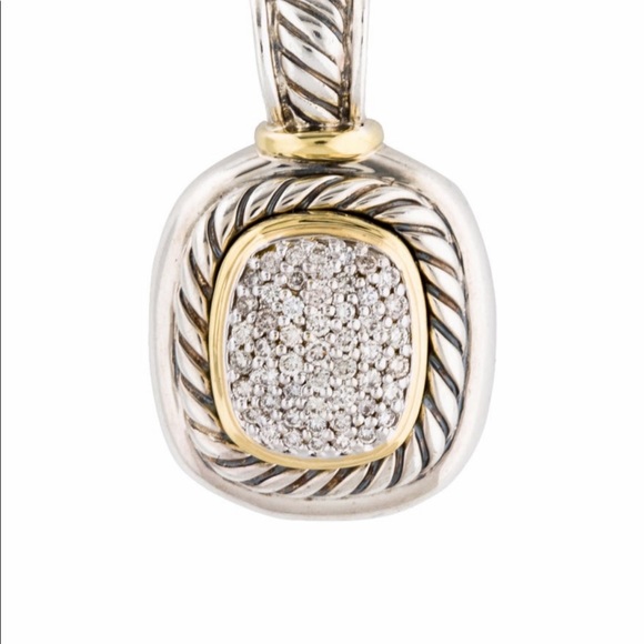David Yurman Jewelry - David Yurman Two-Tone Pave Diamond Pendant in Silver and Gold